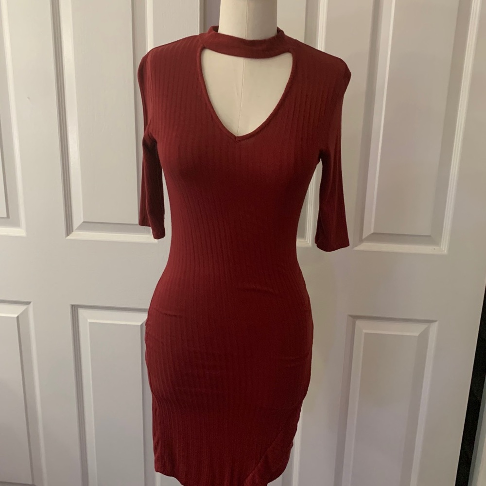 Maroon body con dress